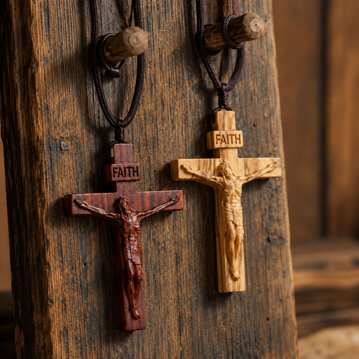 โ๏ธ Handmade Wooden Jesus Cross Necklace (๐๐๐ง๐ข๐๐ฅ ๐๐ซ๐จ๐จ๐ค๐ฌ ๐๐๐ง๐๐ฆ๐๐๐ยฎ)