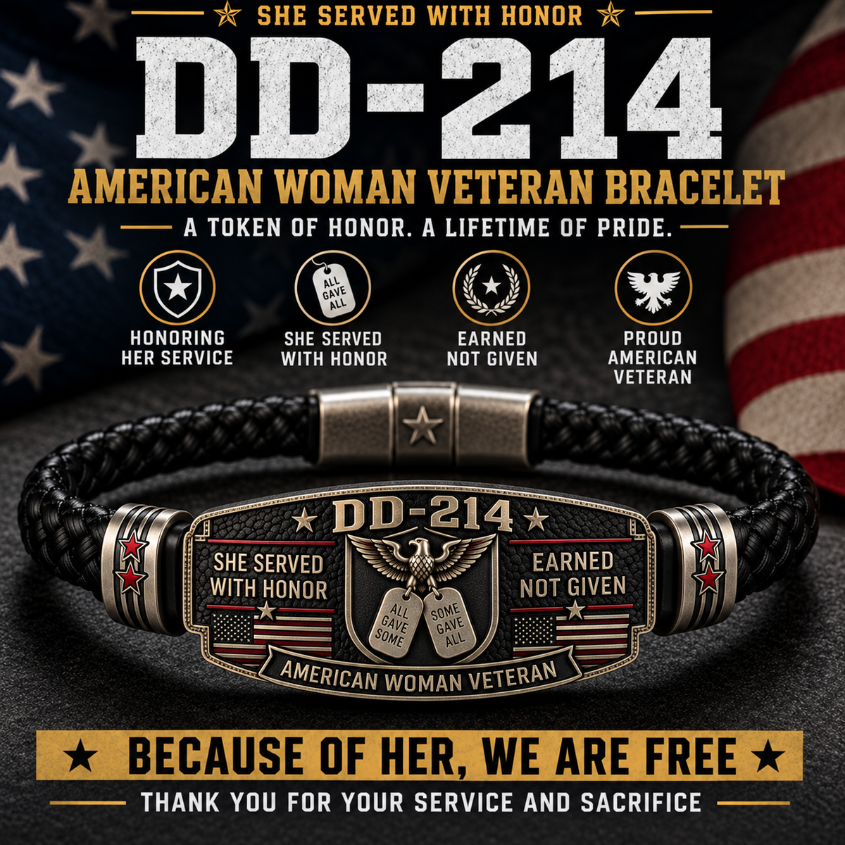 100% Handmade DD-214 Veteran Honor Bracelet(๐๐ก๐๐ ๐๐ฆ๐ข๐ญ๐ก ๐๐๐ง๐๐ฆ๐๐๐ยฎ)