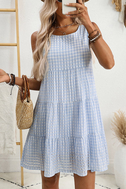 Plaid Print Sleeveless Casual Mini Dress