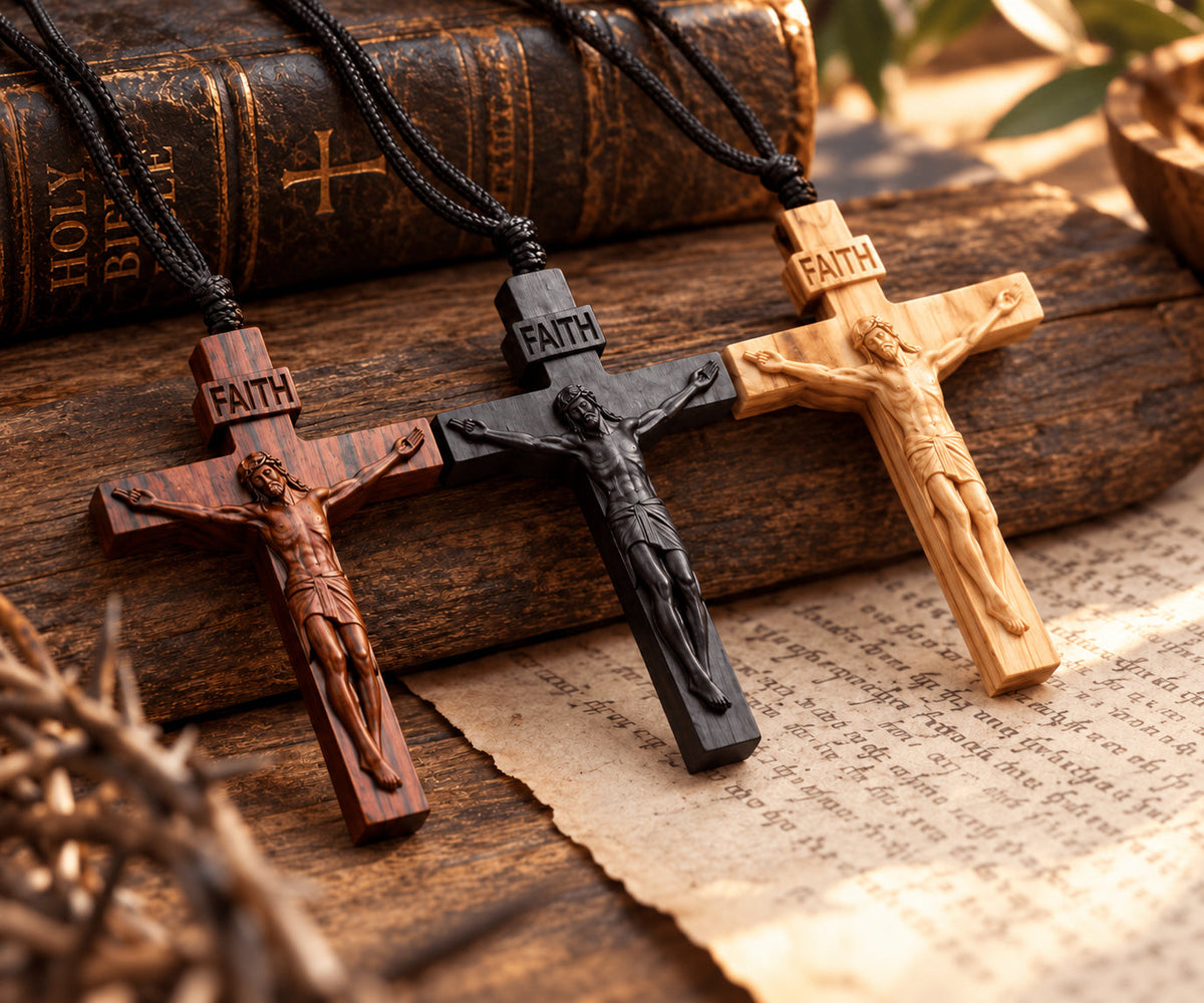 ✝️ Handmade Wooden Jesus Cross Necklace (𝐃𝐚𝐧𝐢𝐞𝐥 𝐁𝐫𝐨𝐨𝐤𝐬 𝐇𝐚𝐧𝐝𝐦𝐚𝐝𝐞®)