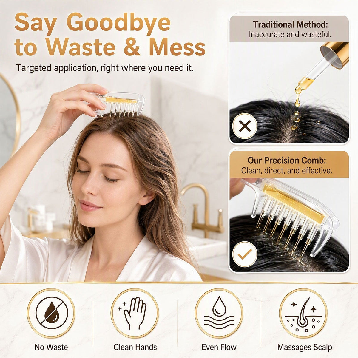 Scalp Oil Applicator Comb – Hair Oil & Serum Applicator Bottle
