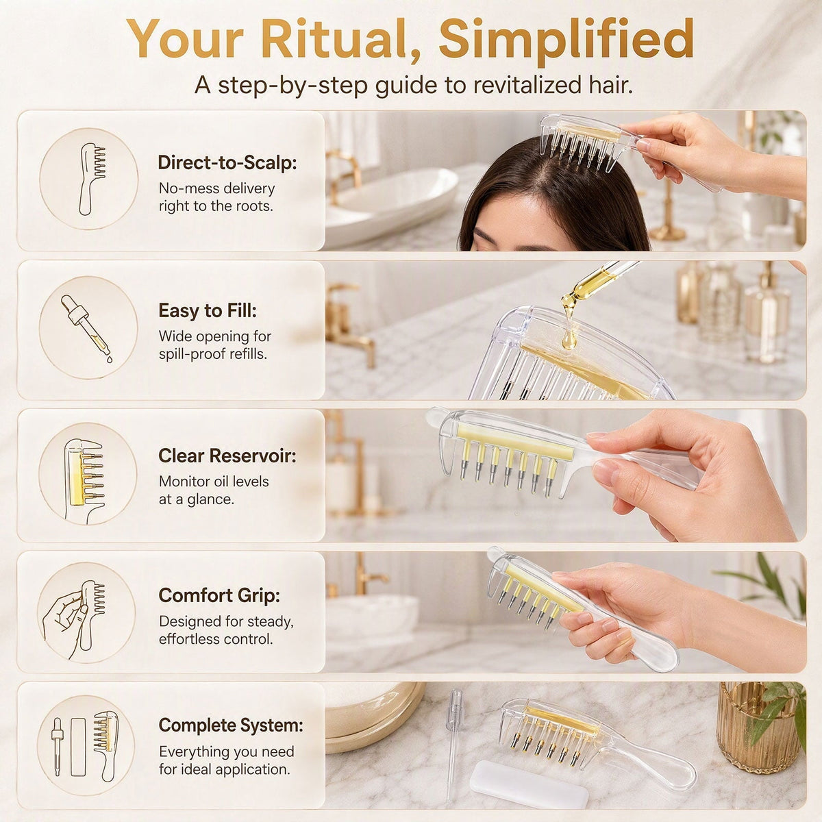 Scalp Oil Applicator Comb – Hair Oil & Serum Applicator Bottle