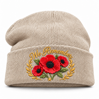 "Lest We Forget" Poppy Embroidered Beanie