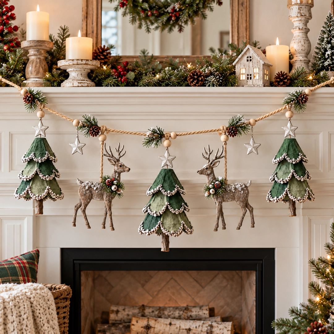 🎄Lighted Woodland Christmas Garland🦌