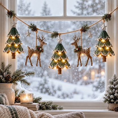 🎄Lighted Woodland Christmas Garland🦌