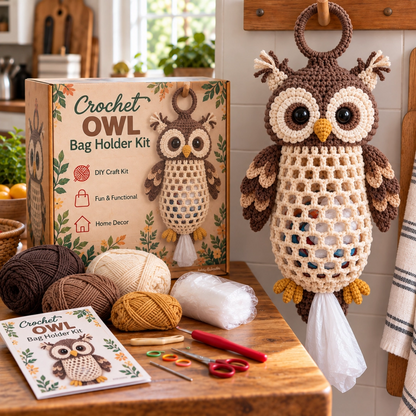 Crochet Animal Bag Holder DIY Kit – Cute & Functional Hanging Storage Craft Kit