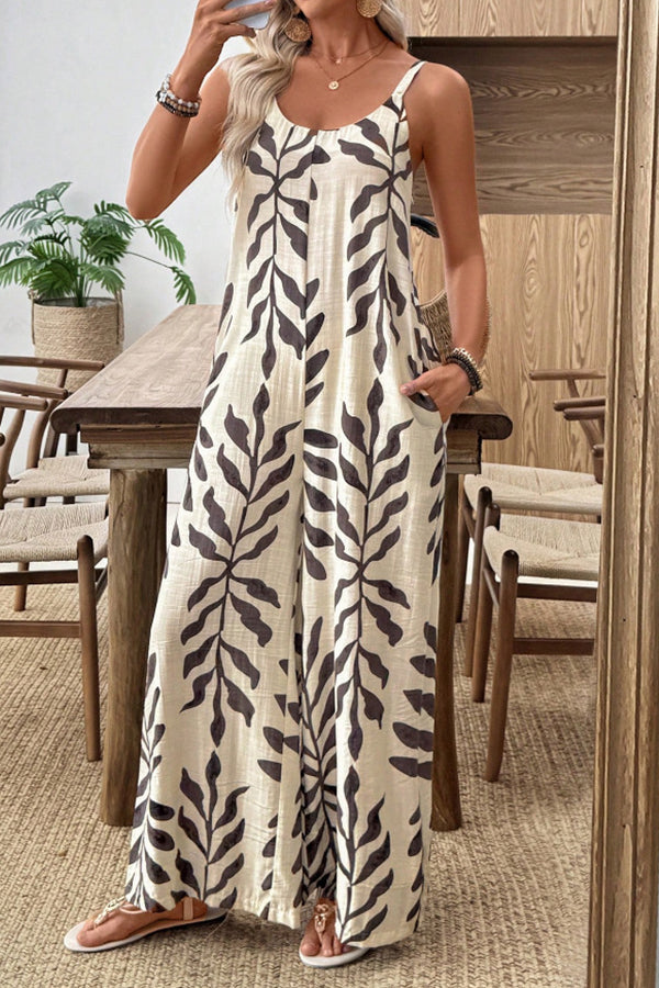 Holiday Style Printed Casual Jumpsuit