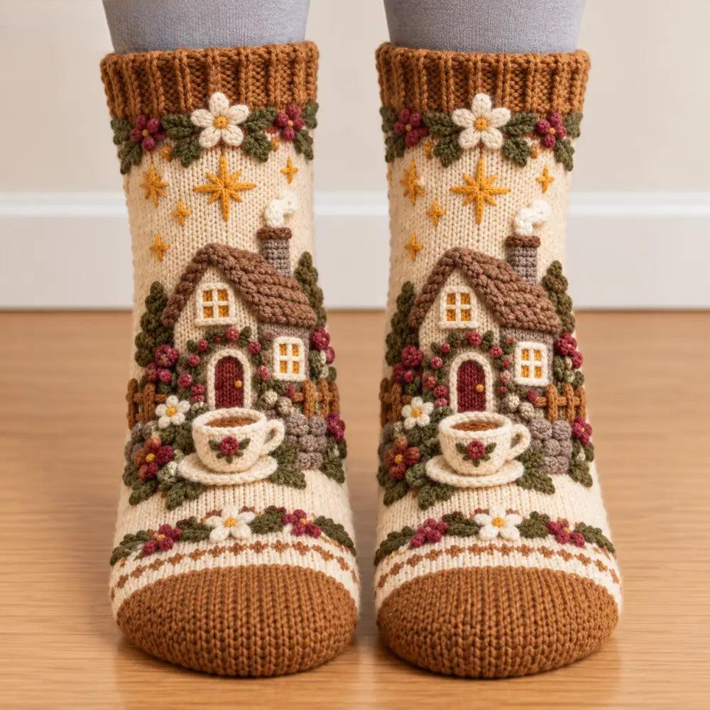 🧦🍂Autumn Cottage Cozy Socks – Cute Woodland Animal Designs