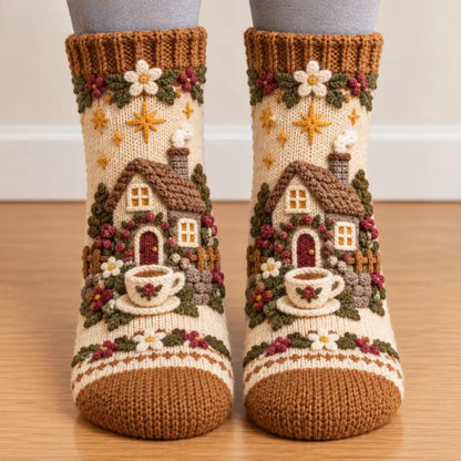 🧦🍂Autumn Cottage Cozy Socks – Cute Woodland Animal Designs