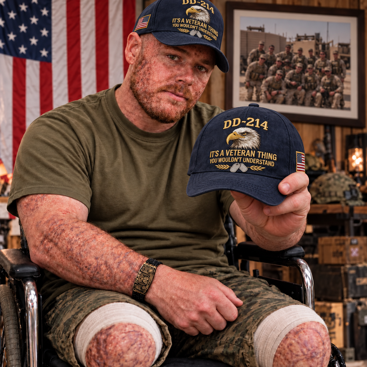 100% Handmade DD-214 Veteran Honor Embroidered Cap(𝐂𝐡𝐚𝐝 𝐒𝐦𝐢𝐭𝐡 𝐇𝐚𝐧𝐝𝐦𝐚𝐝𝐞®)