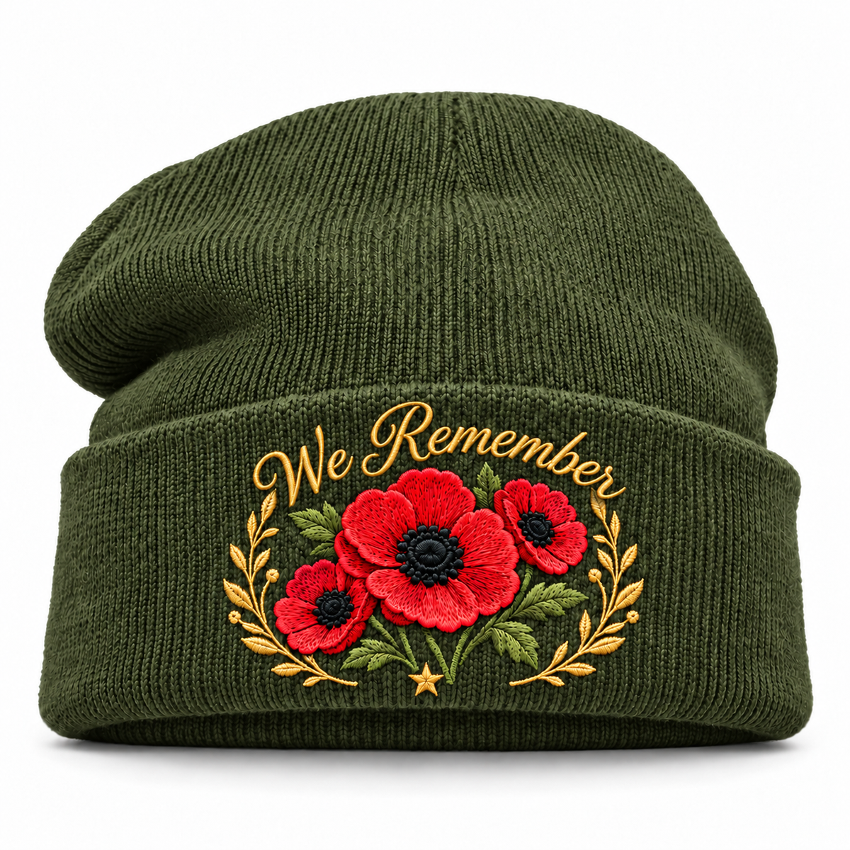 "Lest We Forget" Poppy Embroidered Beanie