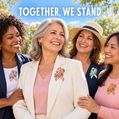 Hope Blooms™ Rose Ribbon Brooch – A Symbol of Strength, Love & Breast Cancer Awareness