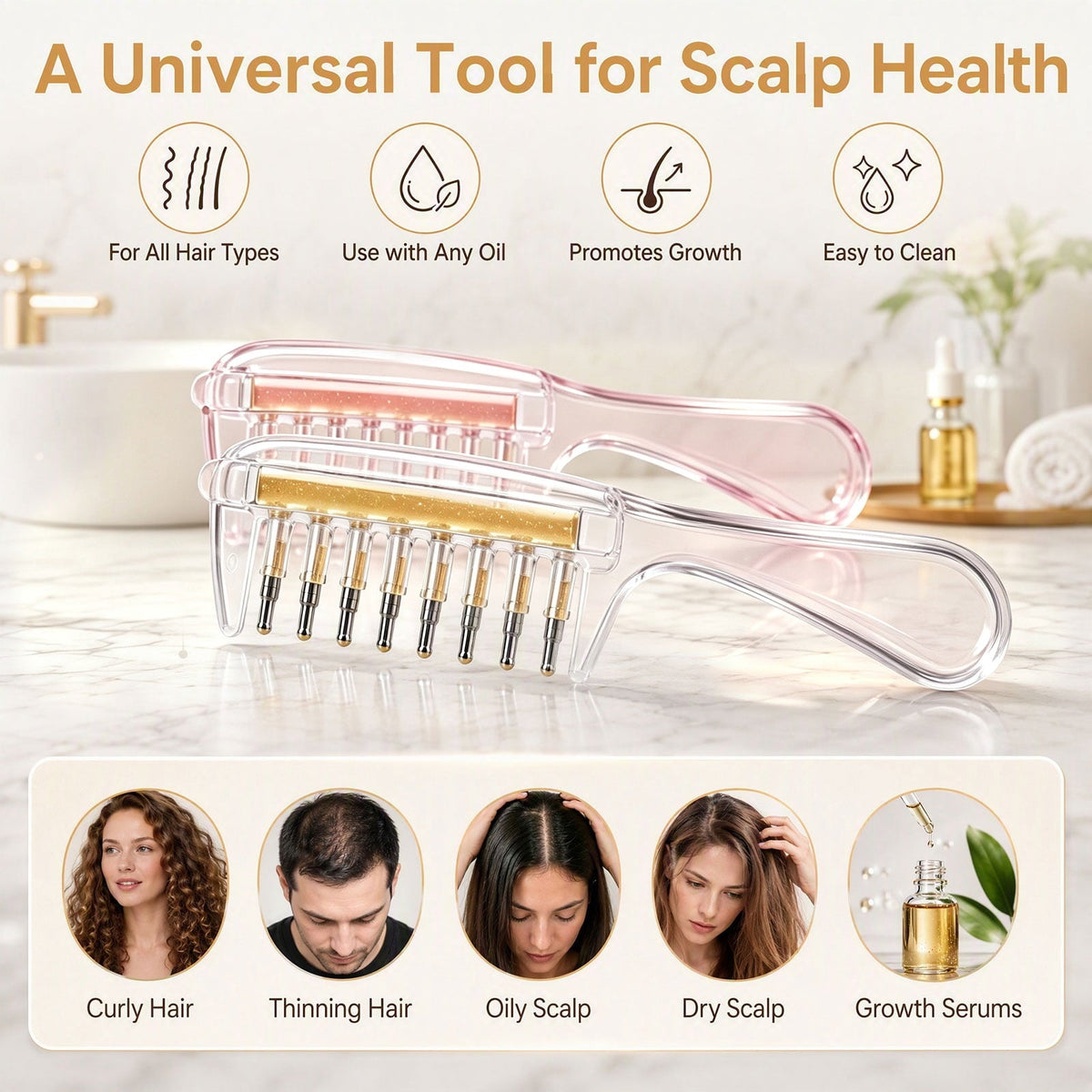 Scalp Oil Applicator Comb – Hair Oil & Serum Applicator Bottle