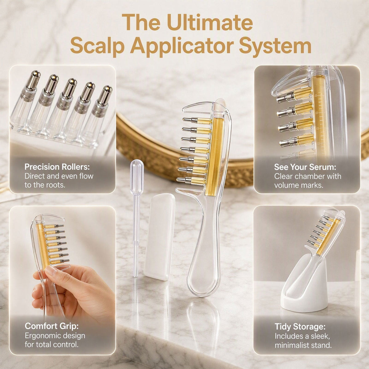 Scalp Oil Applicator Comb – Hair Oil & Serum Applicator Bottle