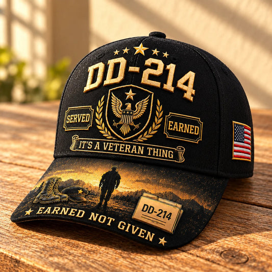 100% Handmade DD-214 Veteran Honor Embroidered Cap (𝗧𝗵𝗼𝗺𝗮𝘀 𝗠𝗶𝗹𝗹𝗲𝗿 𝐇𝐚𝐧𝐝𝐦𝐚𝐝𝐞®)