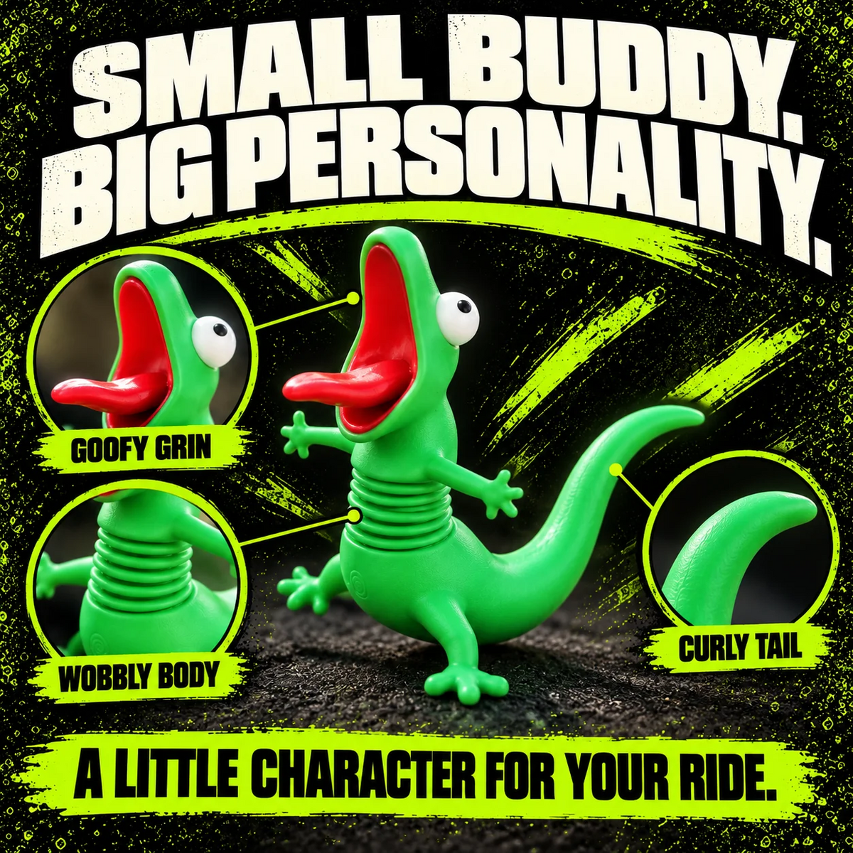 🦎🏍️ Roadside Lizard Buddy – Car & Motorcycle Decor