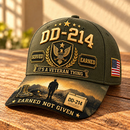 100% Handmade DD-214 Veteran Honor Embroidered Cap (𝗧𝗵𝗼𝗺𝗮𝘀 𝗠𝗶𝗹𝗹𝗲𝗿 𝐇𝐚𝐧𝐝𝐦𝐚𝐝𝐞®)